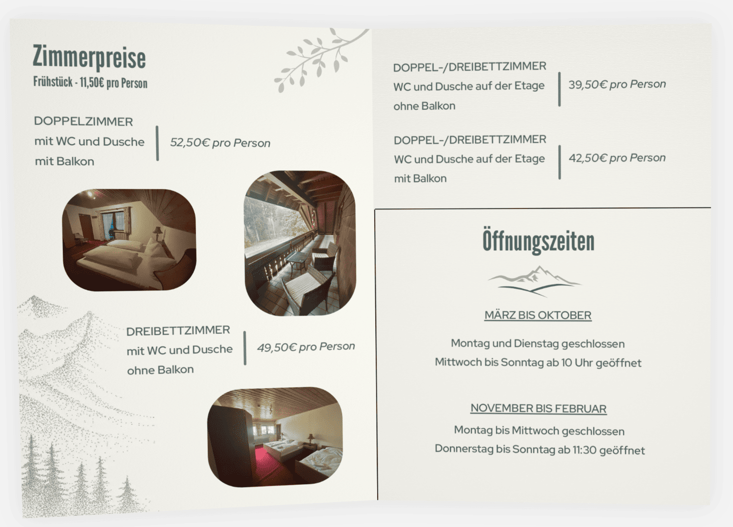Flyer Zimmerpreise